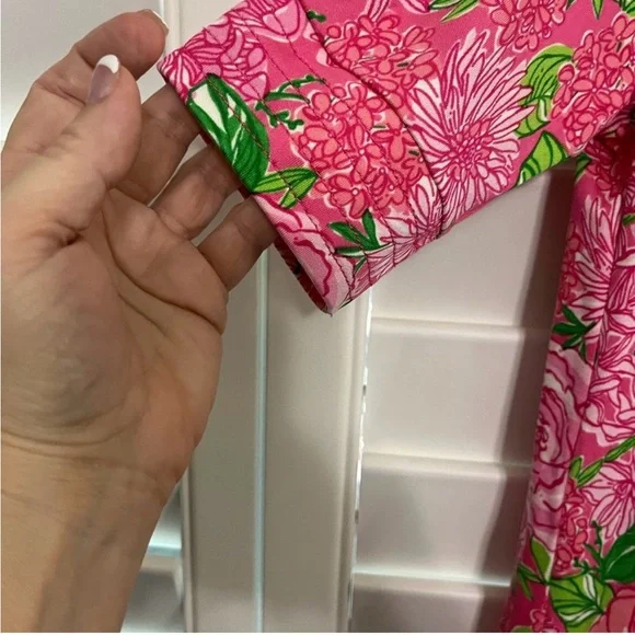 Lilly Pulitzer V-Neck Pink Floral Dress 100% Silk Excellent Condition - size 4 - Picture 3 of 5